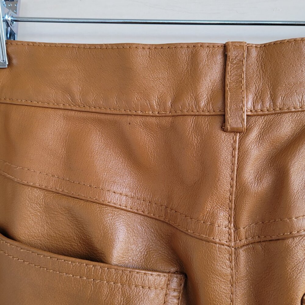 Vintage Forenza 100% brown leather mom style high waisted women's pants - Picture 10 of 15